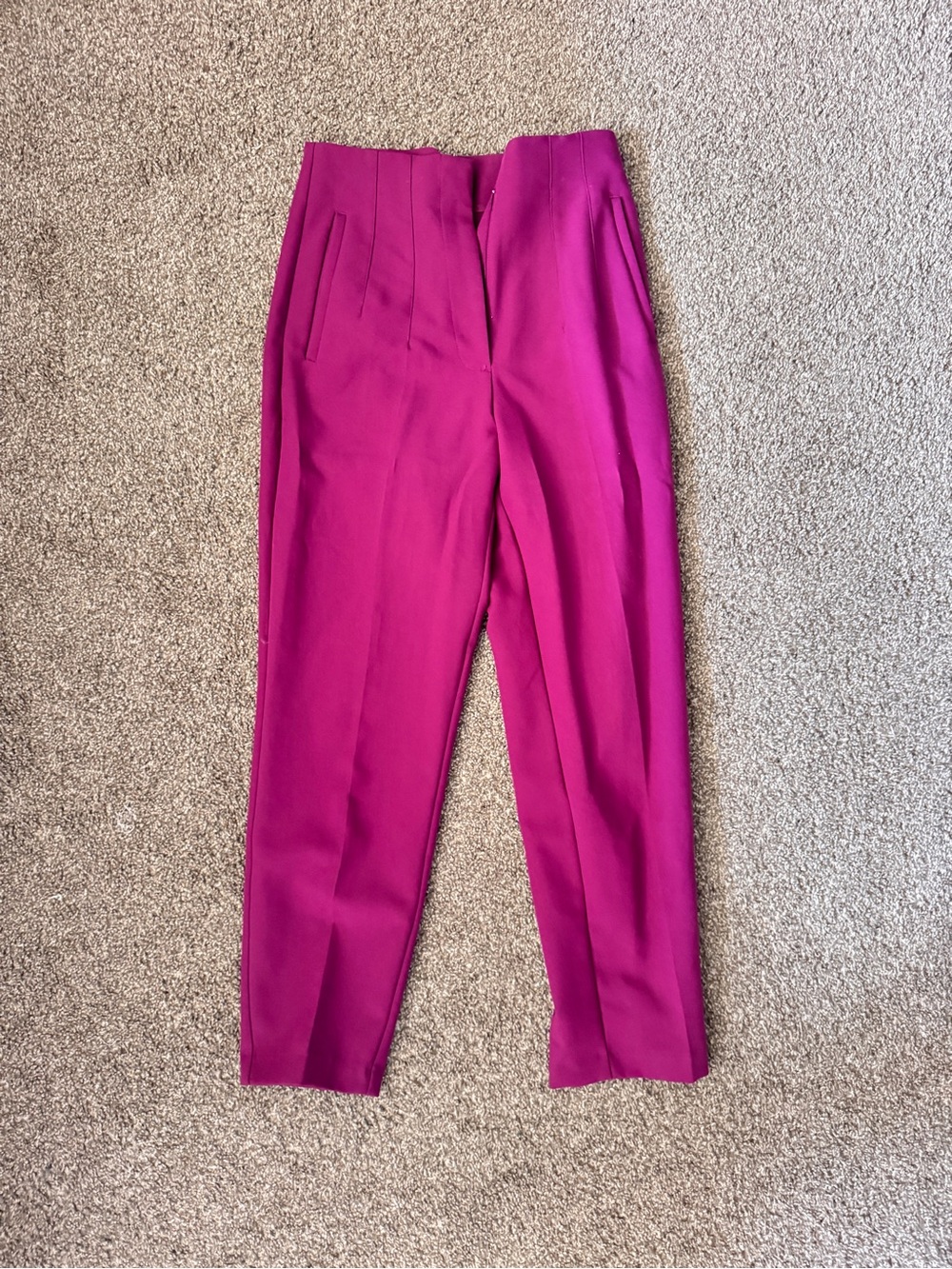 High-Waist Magenta/Purple Tailored Pants